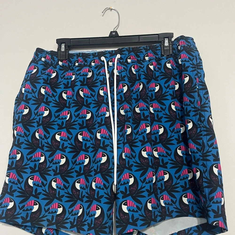 Blue Toucan Print‎ Swim Shorts